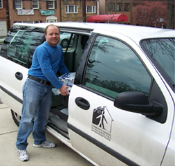 Outreach Coordinator, Mandrake Sumners getting ready to go out on a run