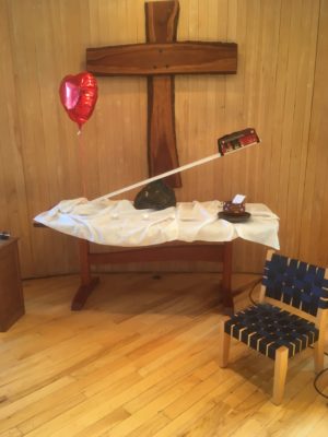 2018 Eastertide altar, "For the Love of God"